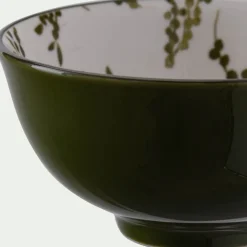 Coupelle motif végétal en porcelaine D11,7cm - vert