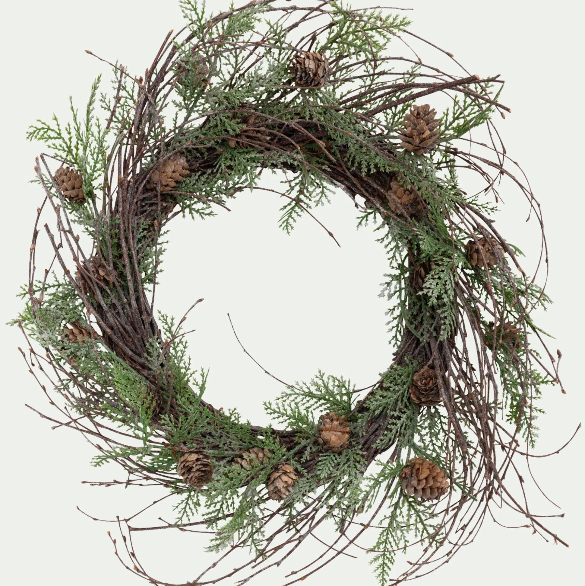 Couronne de Noël en pommes de pin D45cm - marron