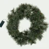 Couronne de Noël végétale lumineuse - vert D45cm