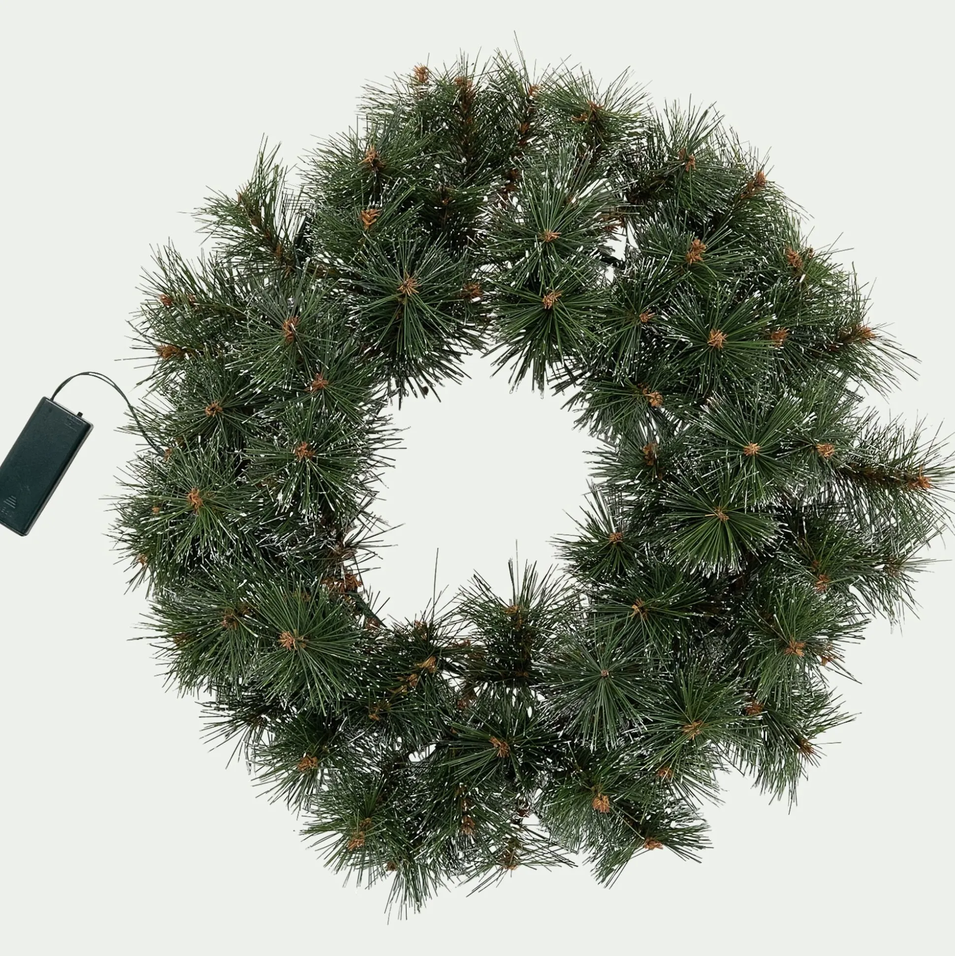 Couronne de Noël végétale lumineuse - vert D45cm