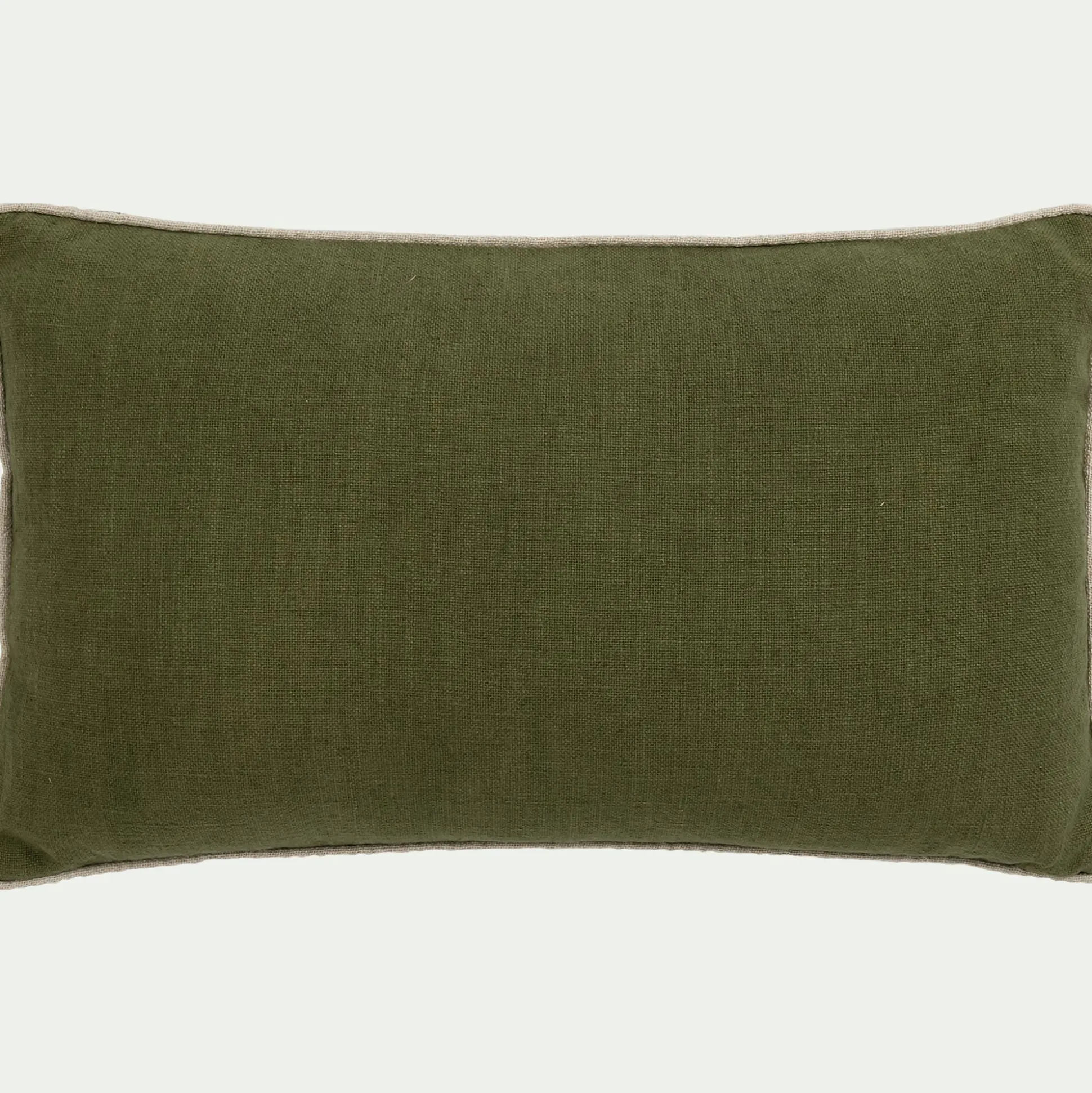 Coussin avec passepoil en lin et coton 30x50cm - vert tamegroute
