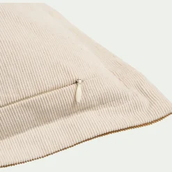 Coussin bicolore en velours côtelé 45x45cm - beige sable