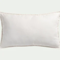 Coussin brodé en coton 30x50cm - blanc écru