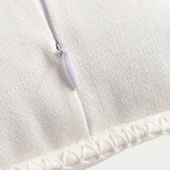 Coussin brodé en coton 30x50cm - blanc écru