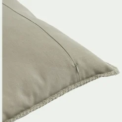 Coussin brodé en coton 45x45cm - vert olivier