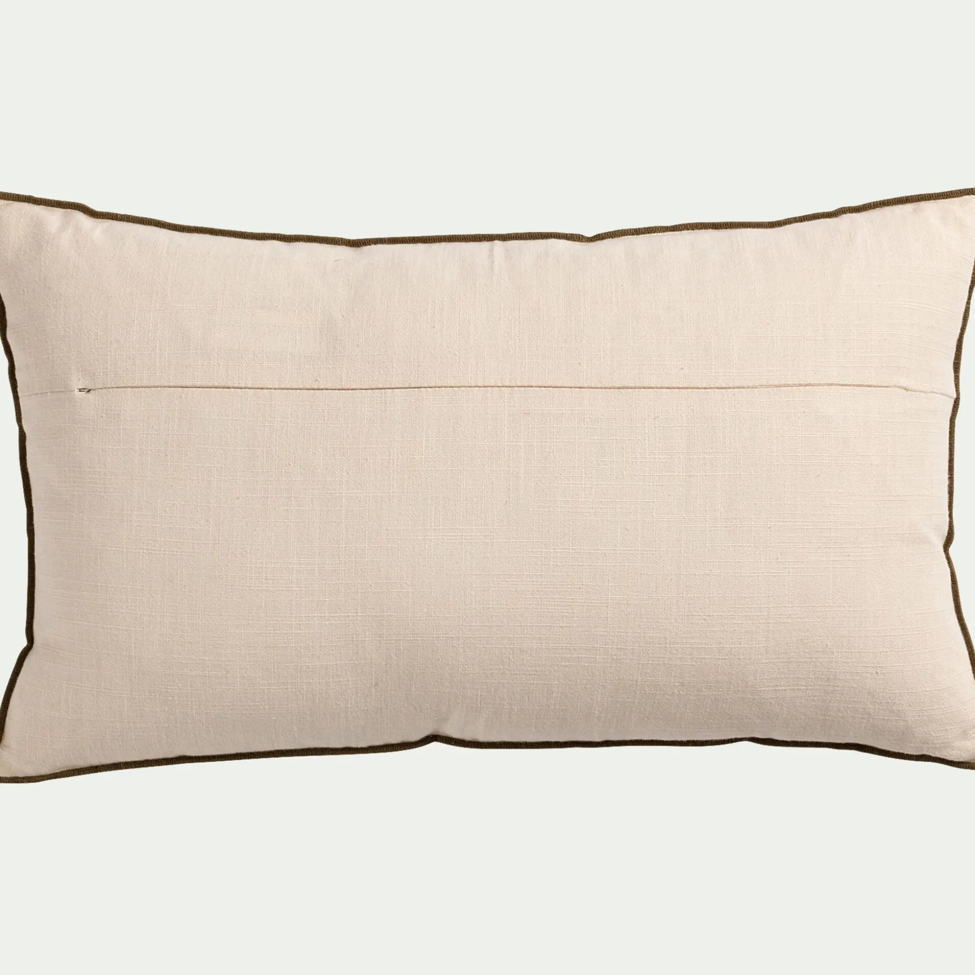 Coussin broderie florale en coton 30x50cm - naturel