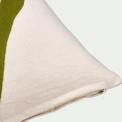 Coussin à broderie végétale en coton 40x60cm - vert