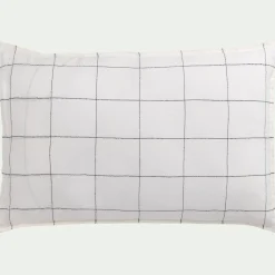 Coussin à carreaux en lin 40x60cm - blanc