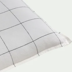 Coussin à carreaux en lin 40x60cm - blanc