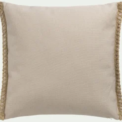 Coussin de jardin brodé en tissu 45x45cm - beige alpilles