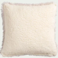 Coussin effet fourrure 45x45cm - blanc
