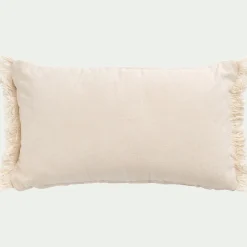 Coussin en coton et jute à rayures finition franges 30x50cm - blanc