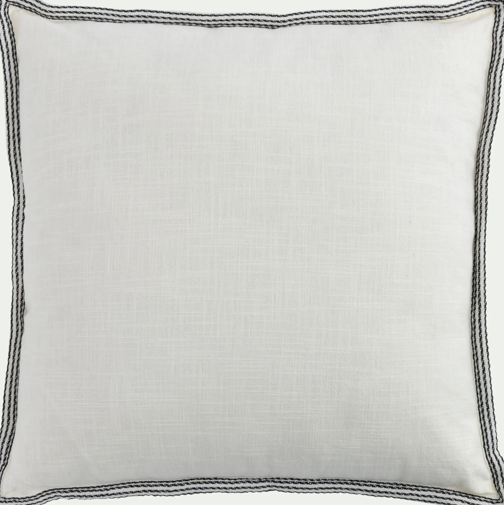 Coussin en coton finition galon 45x45cm - blanc