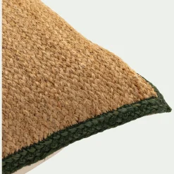 coussin en jute avec finition liseré 45x45cm - naturel