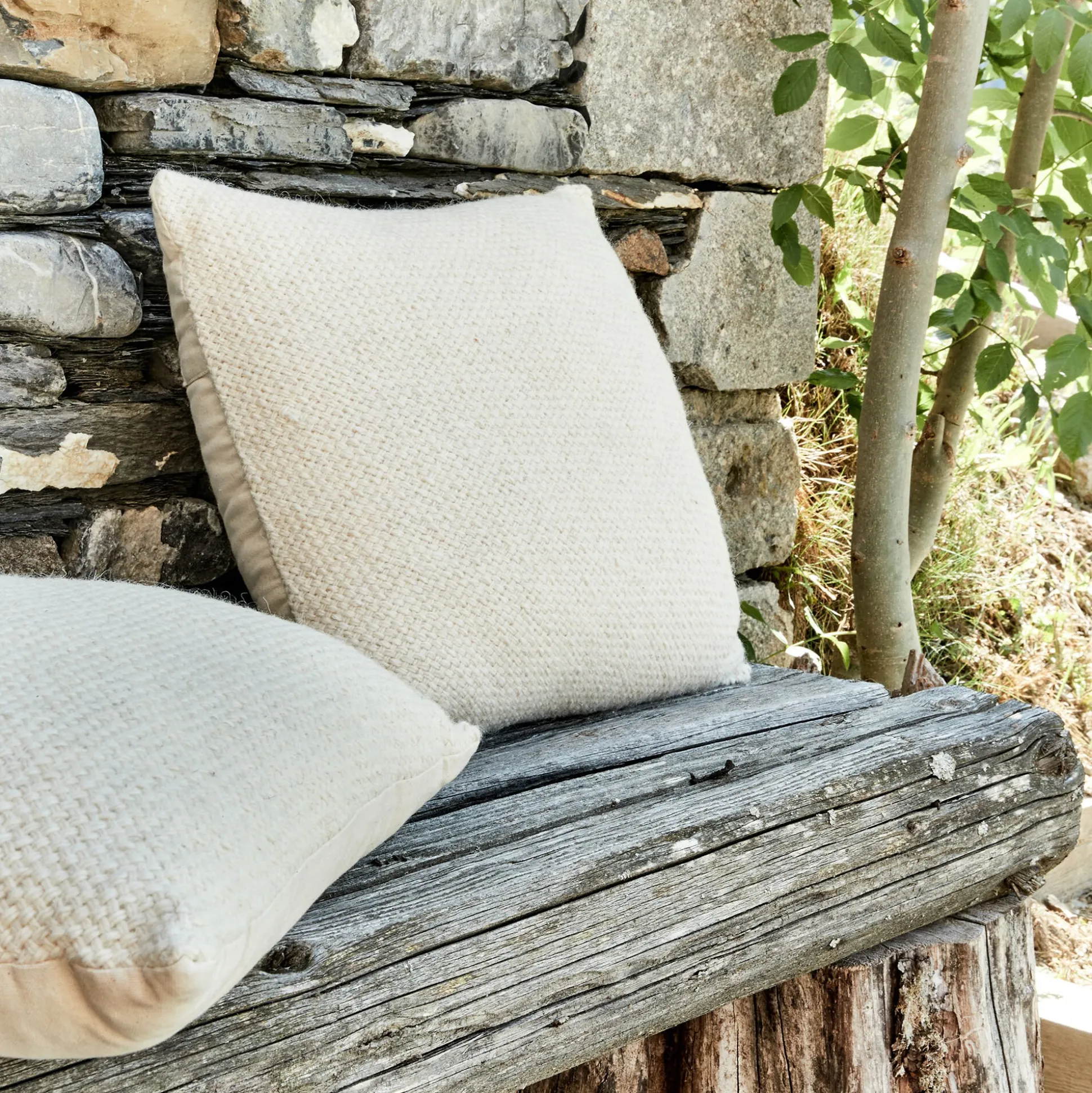 Coussin en laine et coton 45x45cm - écru