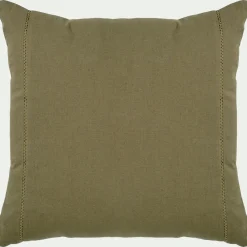 Coussin en lin et coton finition liseré 45x45cm - vert mousse