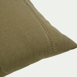 Coussin en lin et coton finition liseré 45x45cm - vert mousse