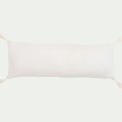 Coussin en lin finition pompons 30x80cm - blanc ventoux