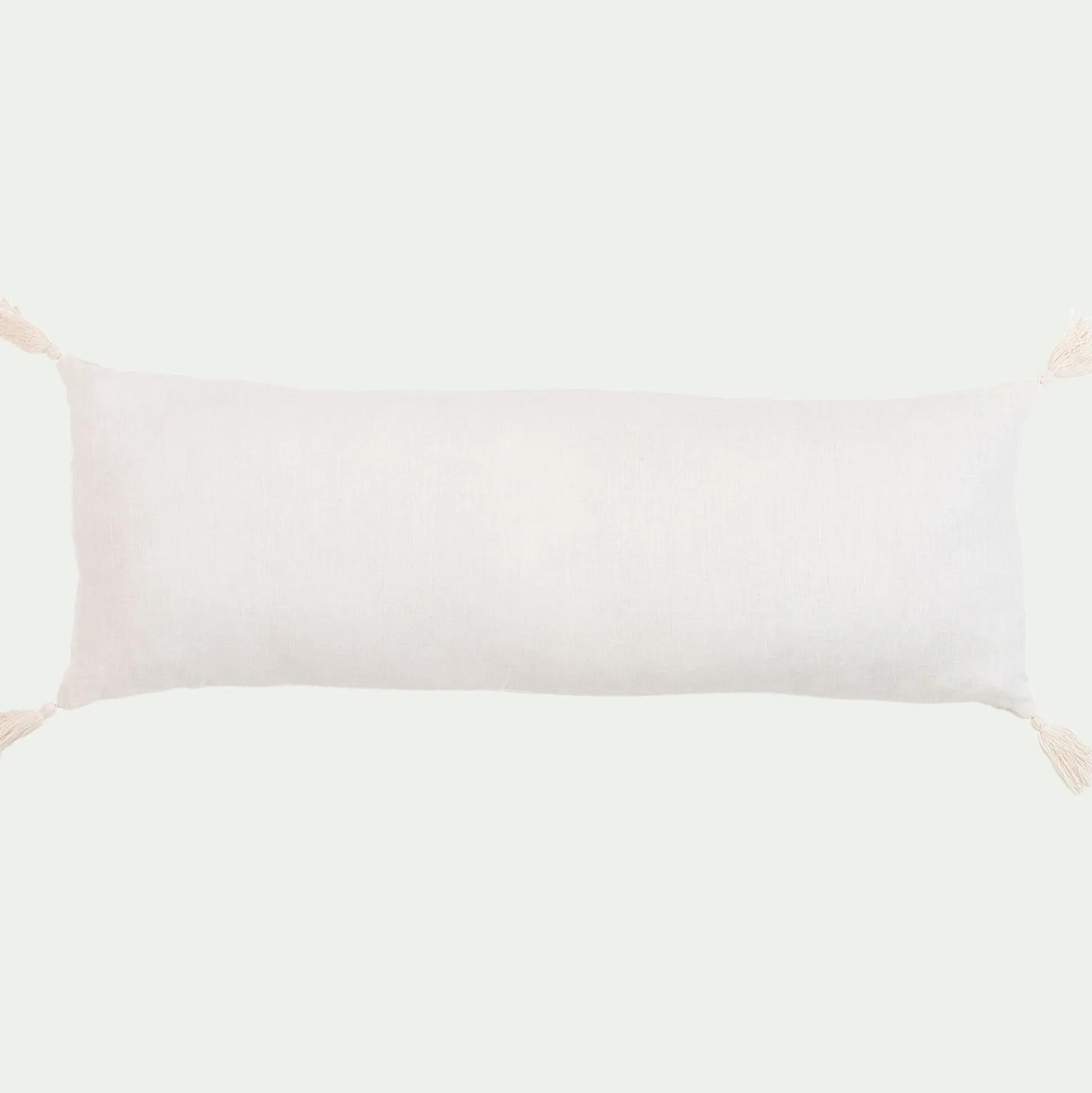 Coussin en lin finition pompons 30x80cm - blanc ventoux