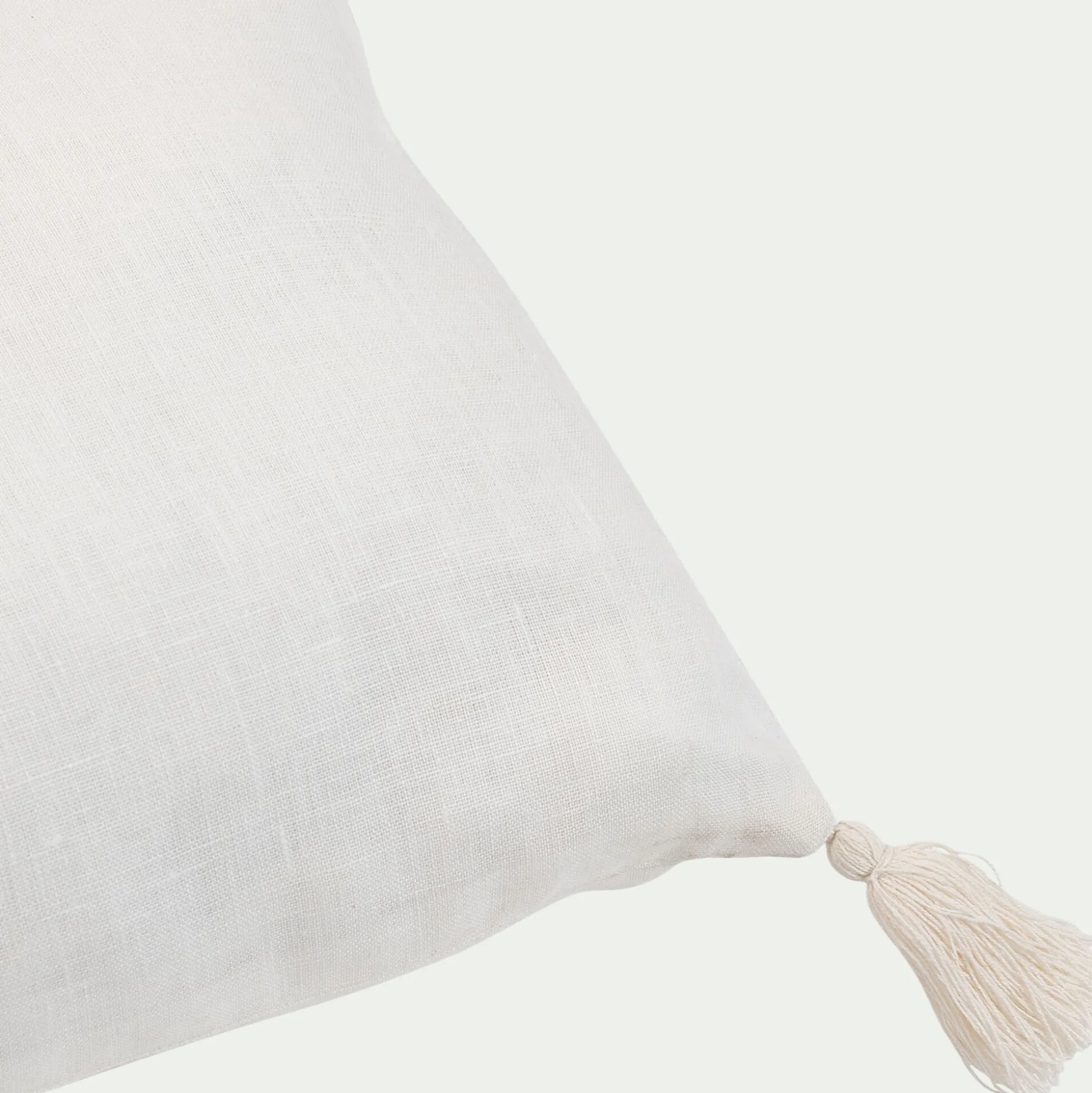 Coussin en lin finition pompons 30x80cm - blanc ventoux