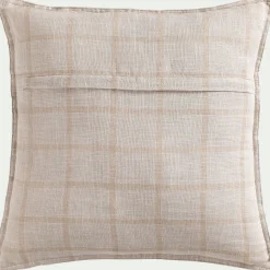 Coussin en lin lavé à carreaux 45x45cm - beige