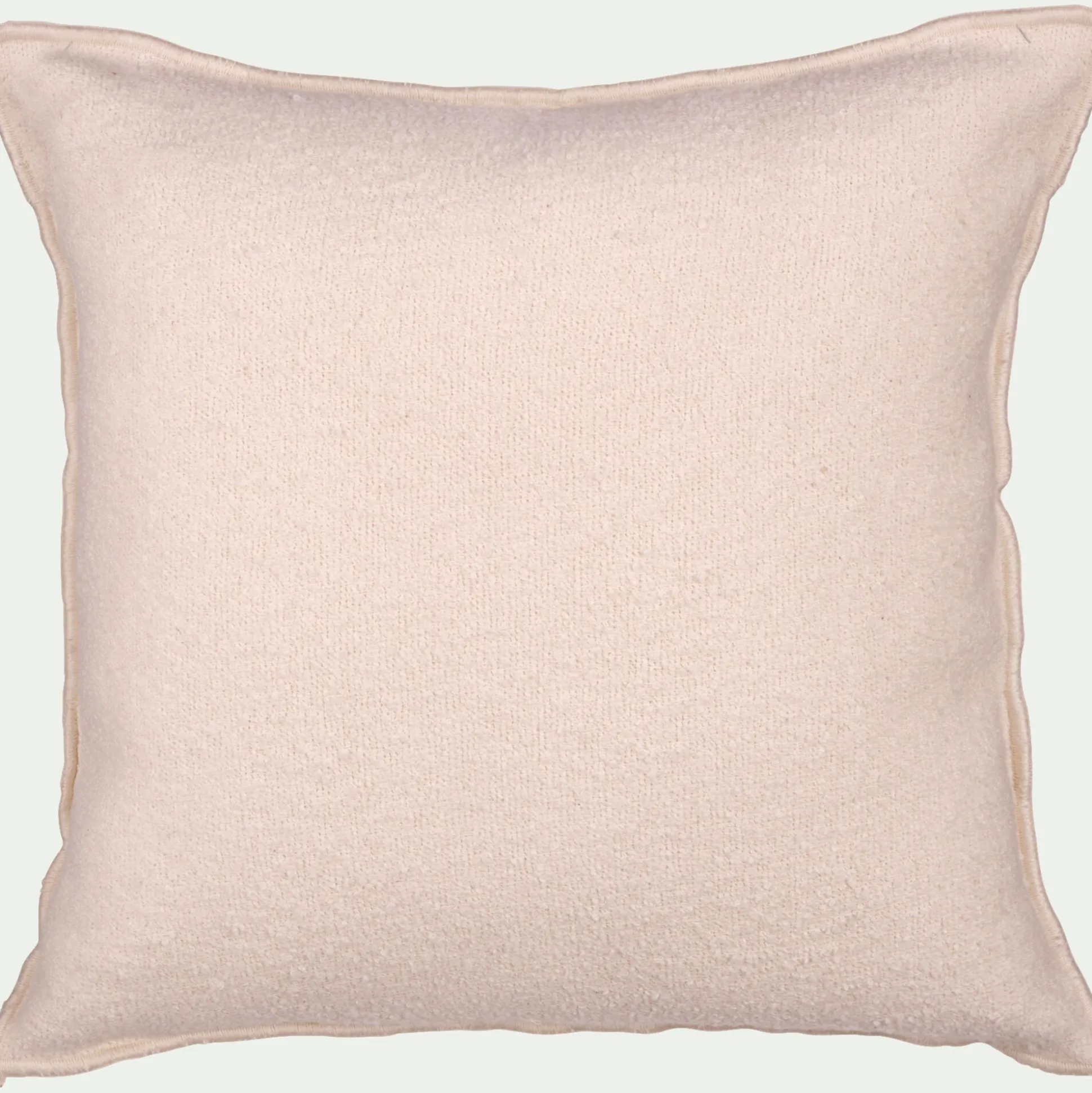Coussin en polyester effet bouclette finition point bourdon 45x45cm - beige sable
