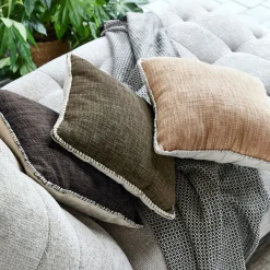 Coussin finition passepoil en coton 45x45cm - naturel