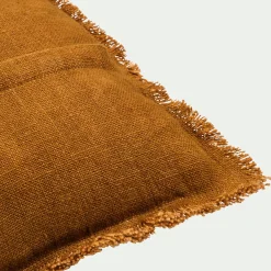 Coussin frangé en lin 45x45cm - brun alep