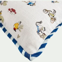 Coussin motif animalier en coton 45x45cm - blanc