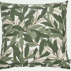 Coussin motif Laurier en coton - vert 40x40cm