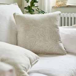 Coussin motif Laurier en lin et coton 45x45cm - blanc