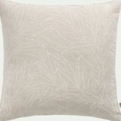 Coussin motif Laurier en lin et coton 45x45cm - blanc