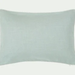 Coussin à passepoil bicolore en coton 30x50cm - bleu calaluna