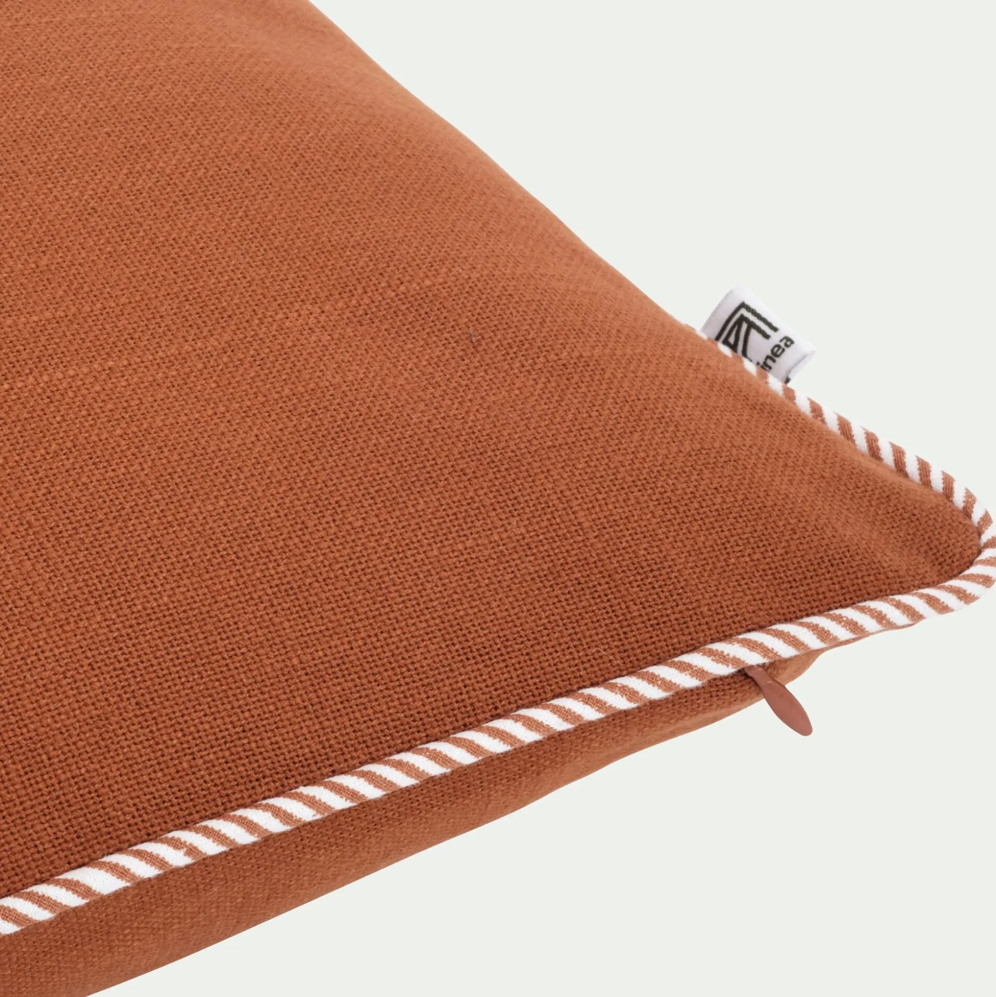 Coussin à passepoil bicolore en coton 30x50cm - brun rustrel