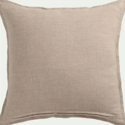 Coussin rayé en lin 45x45cm - rouge