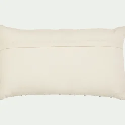 Coussin à rayures brodées en coton 30x50cm - noir et écru