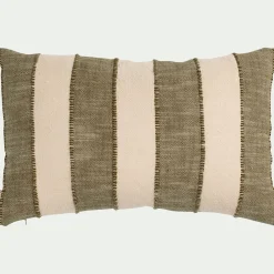 Coussin à rayures en coton 30x50cm - vert