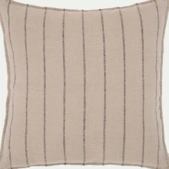 Coussin à rayures en lin 65x65cm - beige