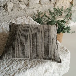 Coussin tissé teint en lin 65x65cm - noir