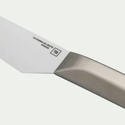 Couteau chef en céramique et manche en inox - gris métallisé