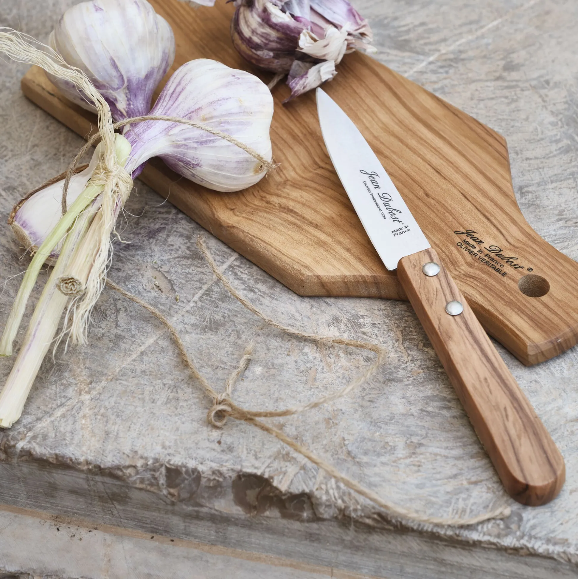 Couteau office en inox et bois d'olivier 18cm - naturel