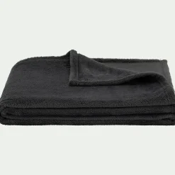 Couvre lit effet polaire- gris ardoise 180x220cm