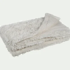 Couvre-lit imitation fourrure en polyester - blanc 180x220cm