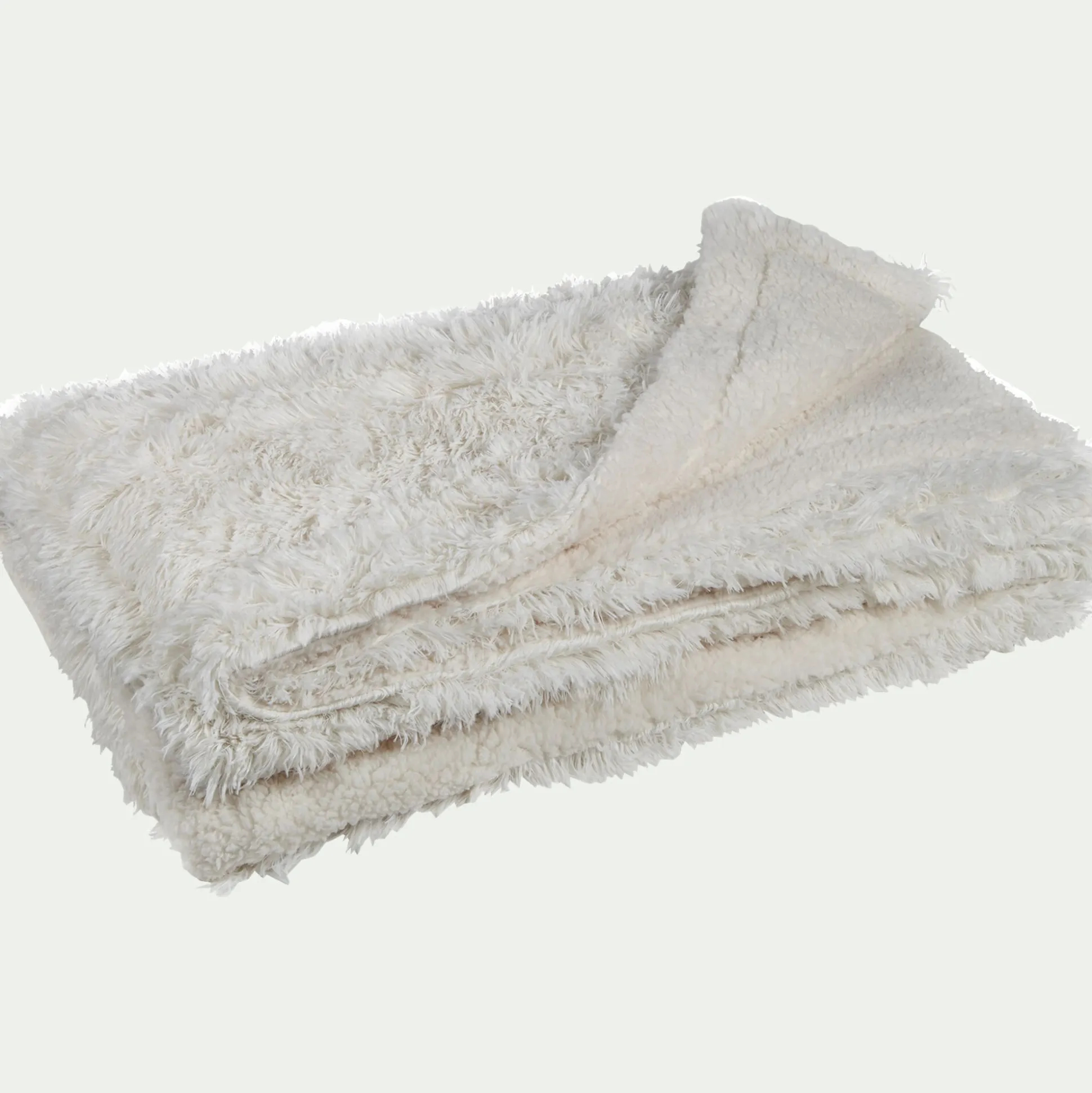 Couvre-lit imitation fourrure en polyester - blanc 180x220cm