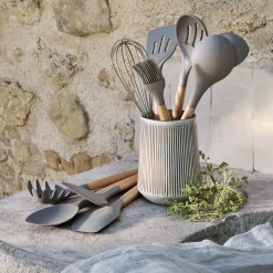 Cuillère à spaghettis en bois et silicone - brun terre ombre
