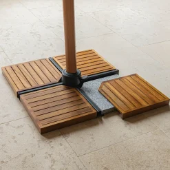 Dalle de lestage pour pied de parasol en béton et bois 22kg - naturel
