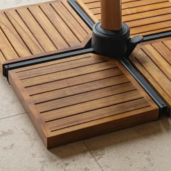 Dalle de lestage pour pied de parasol en béton et bois 22kg - naturel