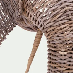 Déco murale éléphant en rotin blanchi H50cm - naturel