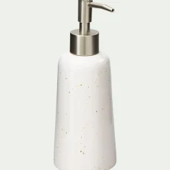 Distributeur de savon en céramique mouchetée - blanc ventoux