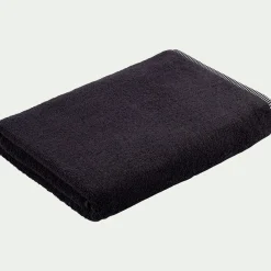 Drap de bain brodé en coton - noir 100x150cm